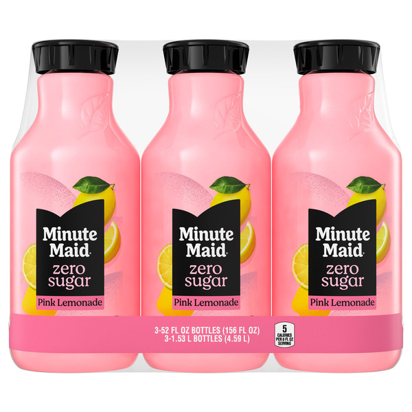 Minute Maid Zero Sugar Pink Lemonade, 52 fl oz, 3-count