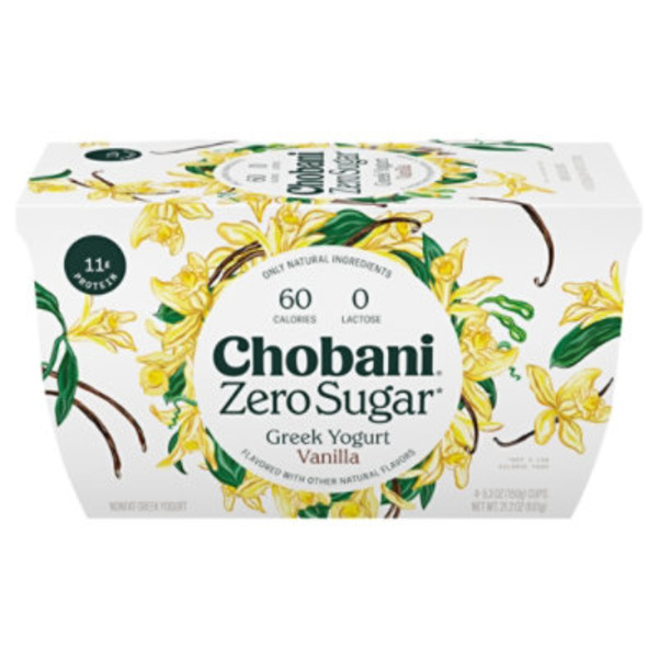 Chobani Yogurt, Greek, Nonfat, Zero Sugar, Vanilla
