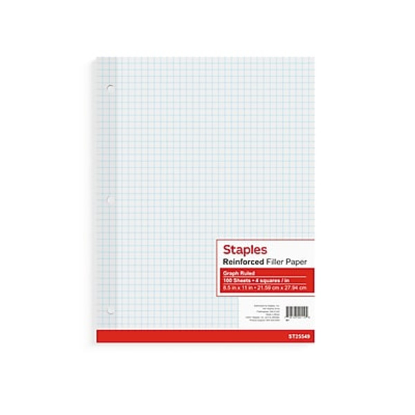 TRU RED 8.5" x 11" White Graph Ruled Filler Paper