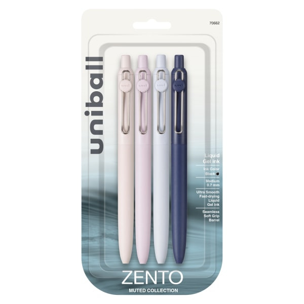 uniball Zento Point Ink Muted Cool Barrel Gel Pen, Medium - Black