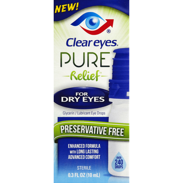 Clear Eyes Eye Drops, Glycerin/Lubricant, for Dry Eyes Same-Day