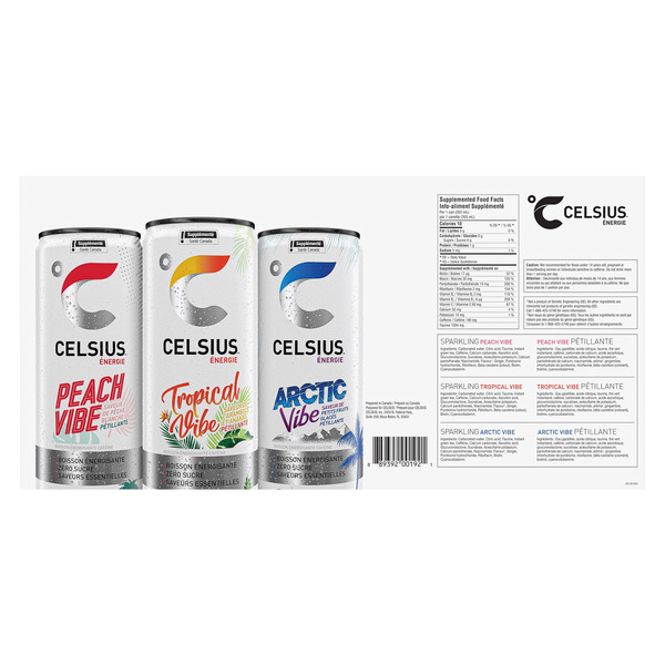 Celsius Sparkling Vibes Variety Pack, Zero Sugar Energy Drink