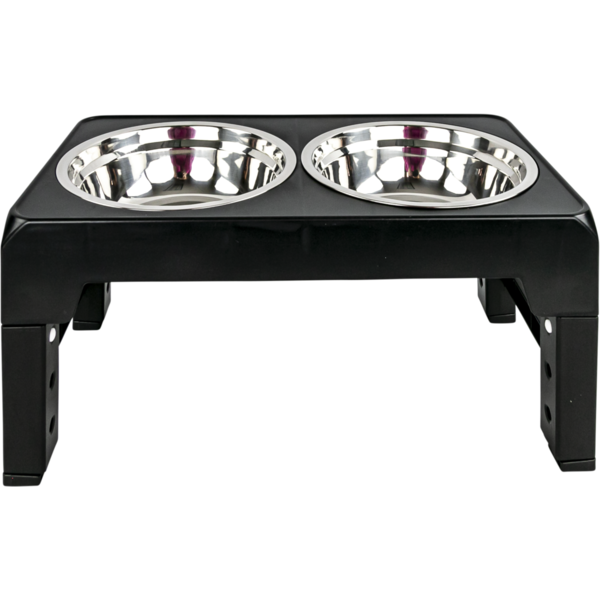 Play On Adjustable Double Diner Dog Feeding Bowl - Black