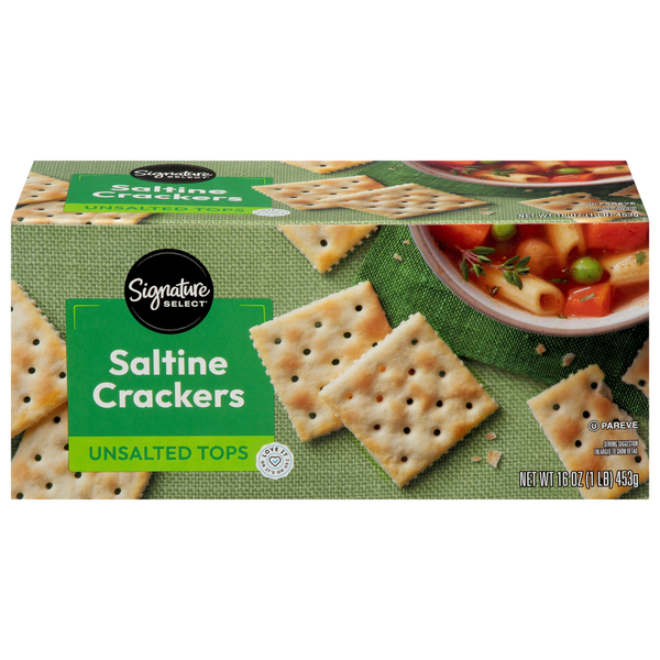 Signature SELECT Crackers, Saltine, Unsalted Tops