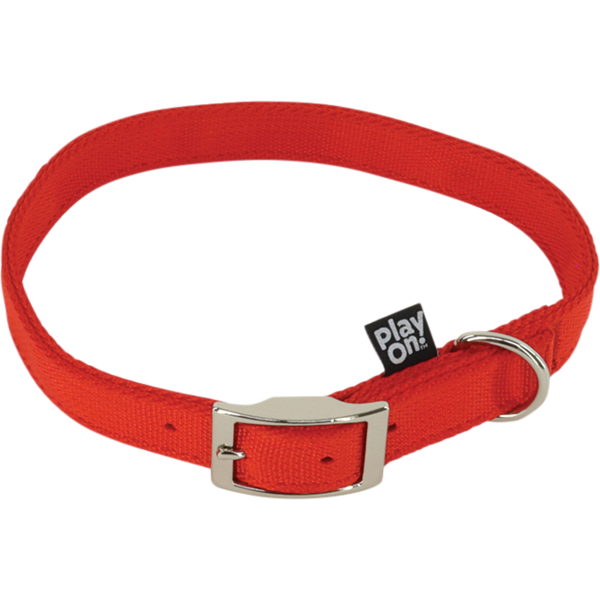Play On Basic Flat Two Ply Dog Collar, XL – Red