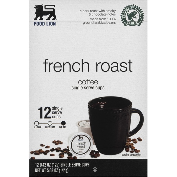 Food Lion Coffee, Dark, French Roast, Single Serve Cups, Box (0.42 oz