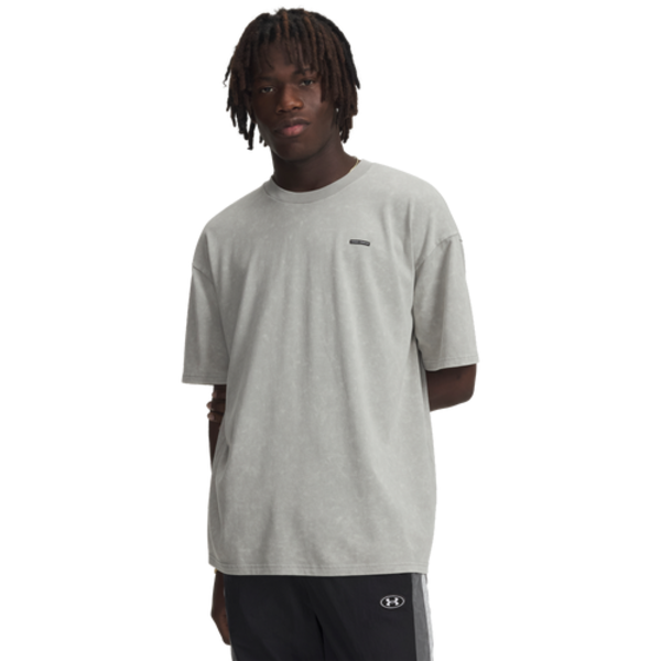 Under Armour Men's Heavyweight Oversized Logo Wash T-Shirt, XL - Titanium/White