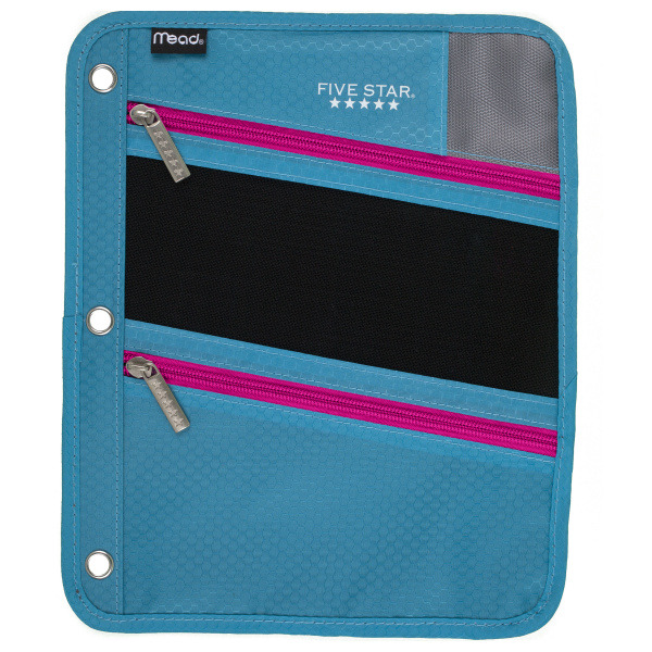 Five Star Zipper Three-Hole Punched Pencil Pouch - Assorted Colors