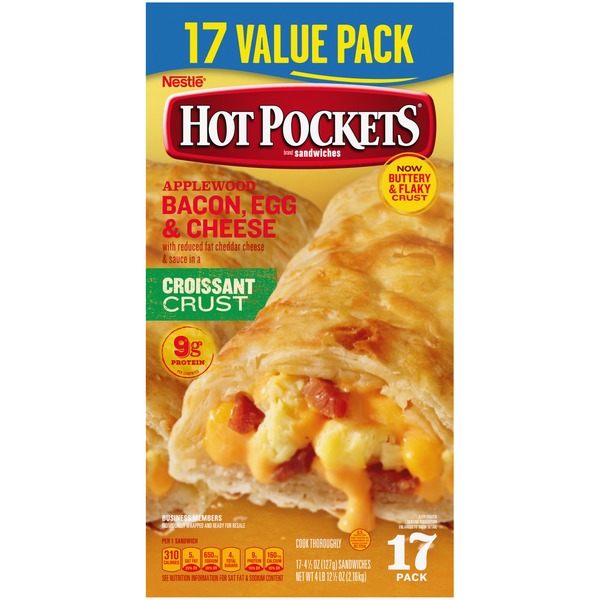 Hot Pockets Applewood Bacon, Egg & Cheese Croissant Crust Frozen