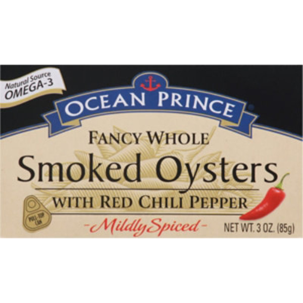 Ocean Prince Smoked Oysters, Mildly Spiced, Fancy Whole