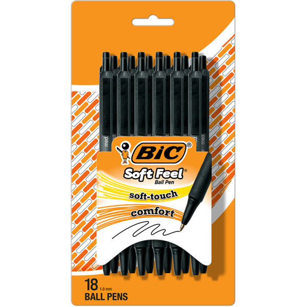 BIC Soft Feel Retractable Ballpoint Pen With Black Ink - Black