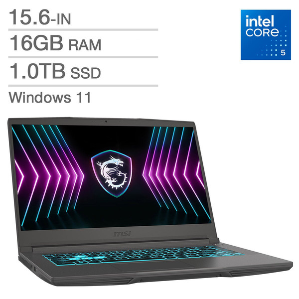 MSI 15.6" Screen Thin NVIDIA GeForce RTX Intel Core 5 210H 16GB RAM 1TB SSD 6GB Gaming Laptop