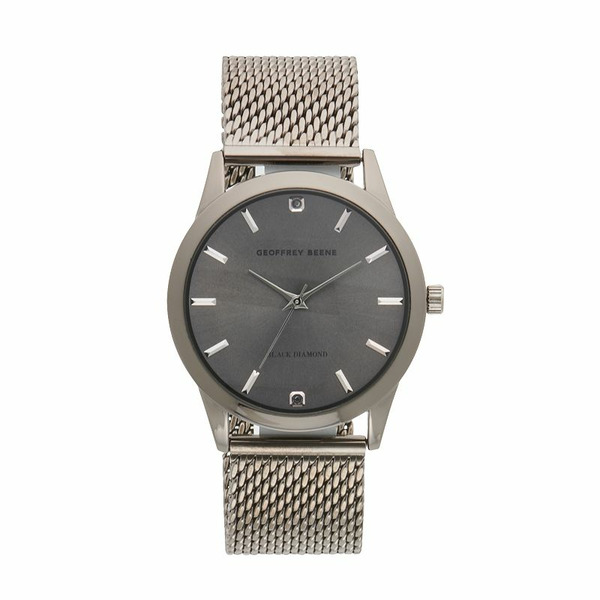 GE offrey Beene Men's Gunmetal Tone Black Diamond Mesh Watch, Size: Large, Grey