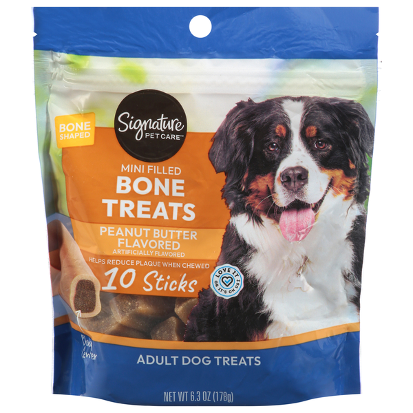 Signature Pet Dog Treats, Peanut Butter Flavored, Bone Shaped, Filled, Mini