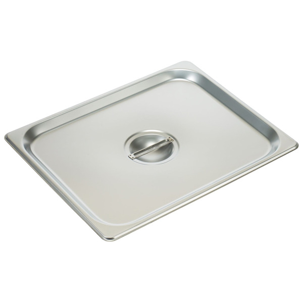 Winco - 18/8 Stainless Steel Steam Pan Cover, Solid - Half (1/2), 12.81" x 10.5" x 1.38" - 1 Ct.