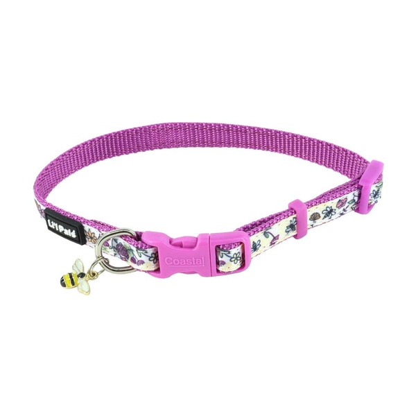 Li'l Pals Charming Ribbon Overlay Li'l Bumble Bees Dog Collar, Large
