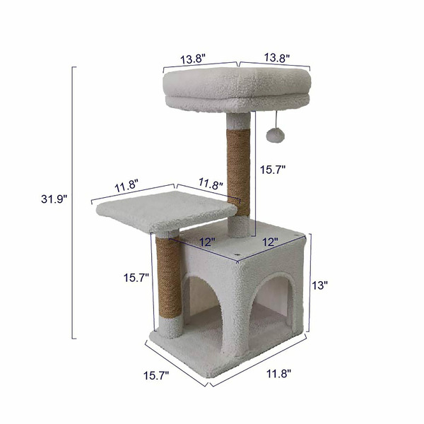 Every Yay Cozy Condo 2-Level Cat Tree - White
