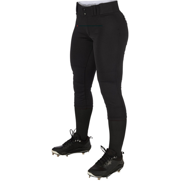 CHAMPRO Girls' Tournament Traditional Low-Rise Softball Pants, Medium - Black