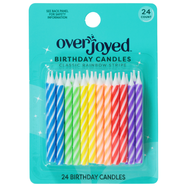 Overjoyed Birthday Candles, Classic Rainbow Stripe