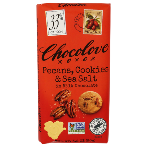 Chocolove Pecans, Cookies & Sea Salt Milk Chocolate Bar