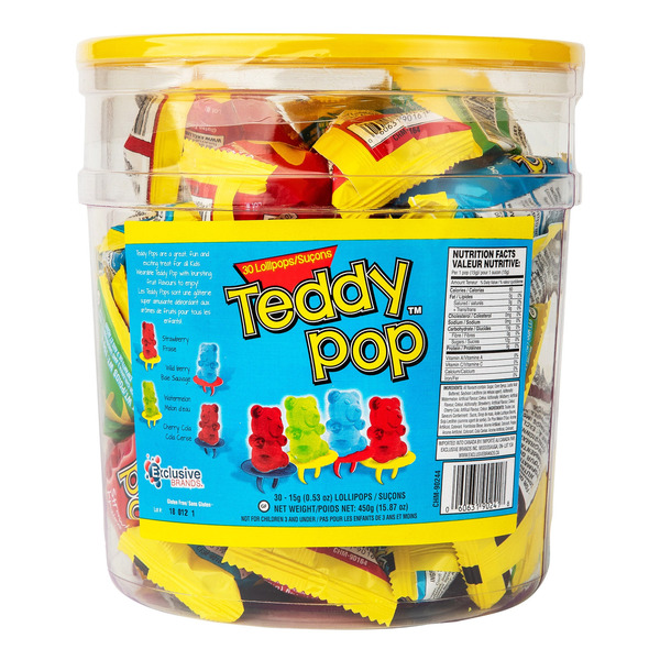 Exclusive Brands Teddy Pop Lolipops Candy Jar