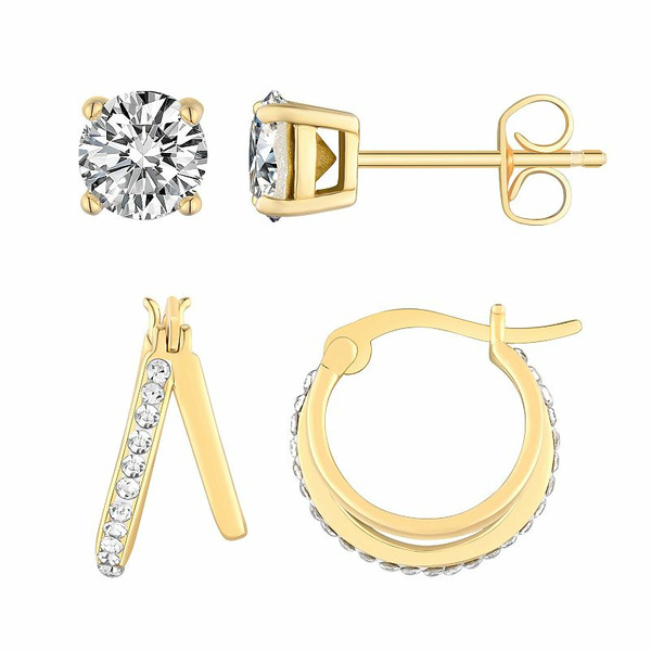 Chrystina Crystal Stud & Split Hoop Earring Set