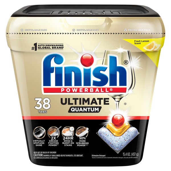 Finish Powerball Quantum Ultimate Fresh Lemon Scent Dishwasher Detergent