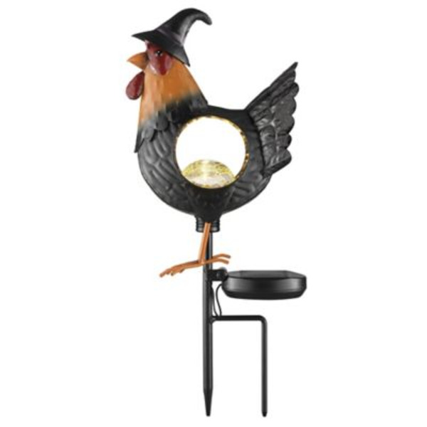 Red Shed 17 in. Witch Rooster Halloween Solar Stake