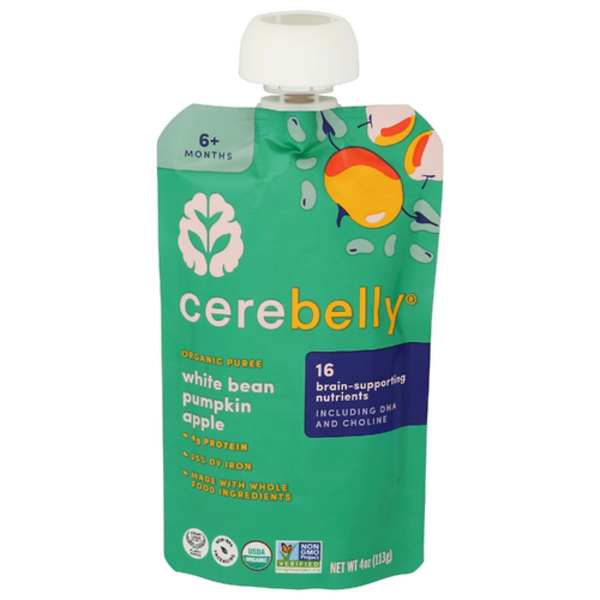 Cerebelly Inc Organic White Bean Pumpkin Apple With Cinnamon Baby Food Pouch