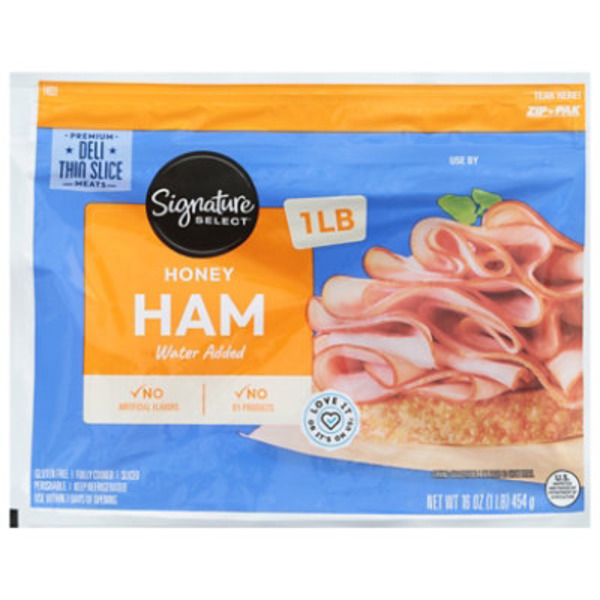 Signature Ham, Smoked Honey, Deli Sliced Thin, Water Added
