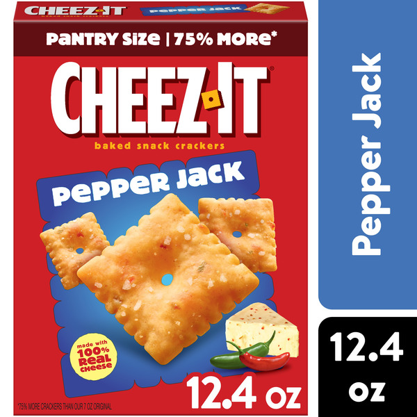 Cheez-It Pepper Jack Cheese Crackers, Baked Snack Crackers, 12.4