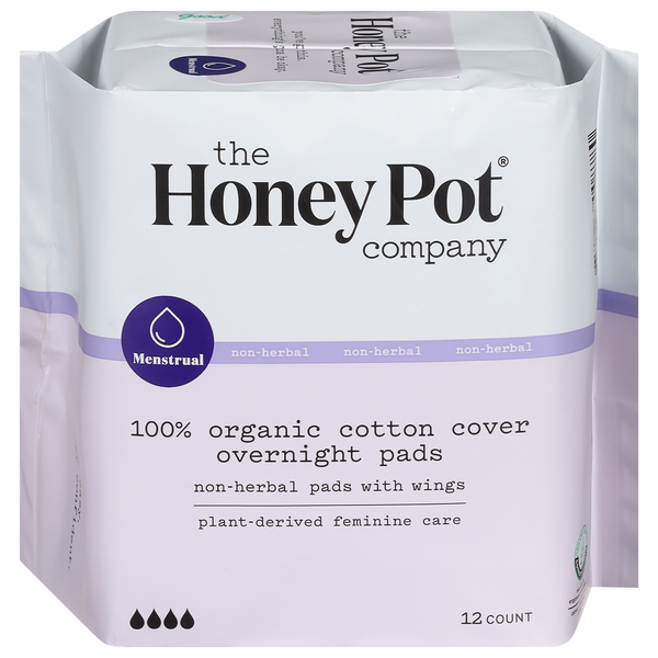 Publix The Honey Pot Company Pads, Overnight, Organic, with Wings