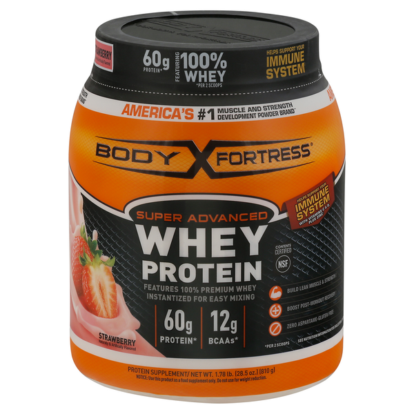 Publix Body Fortress Whey Protein, Strawberry, Super Advanced SameDay