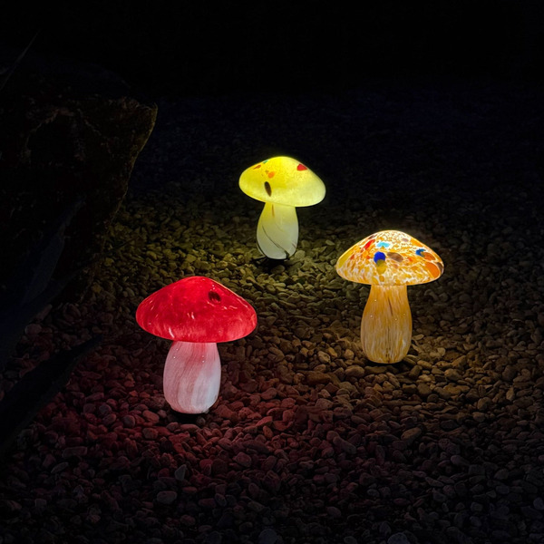 Infinity X1 Solar Glass Mushroom Lights, 3-count