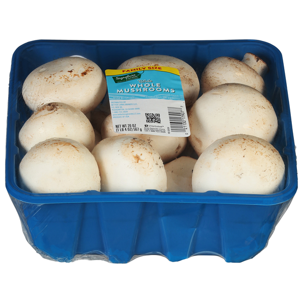 Signature Farms Whole Mushrooms, White, Family Size