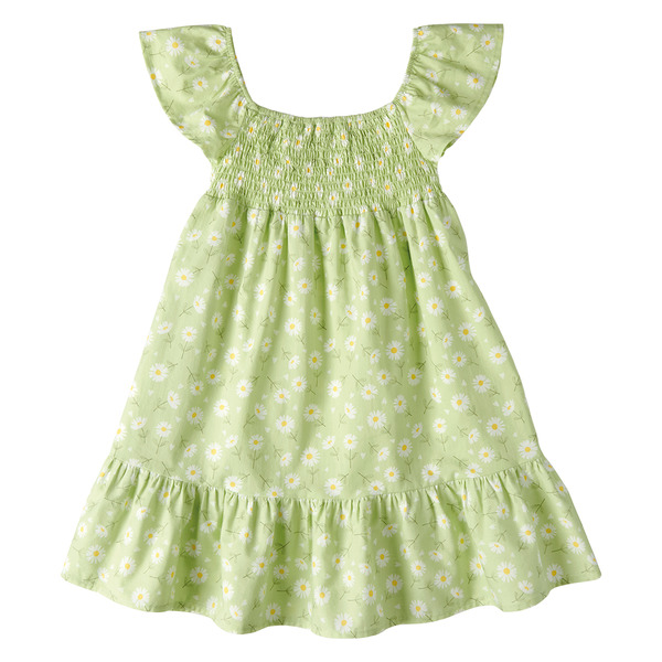 Lily & Dan/L&D Girl's Flutter Sleeve Dress, Green Floral, Size Medium