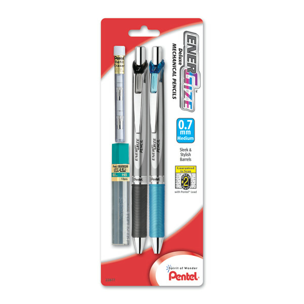 Pentel Ener Gize Silver Barrel Starter Set Mechanical Pencils - 0.7-mm