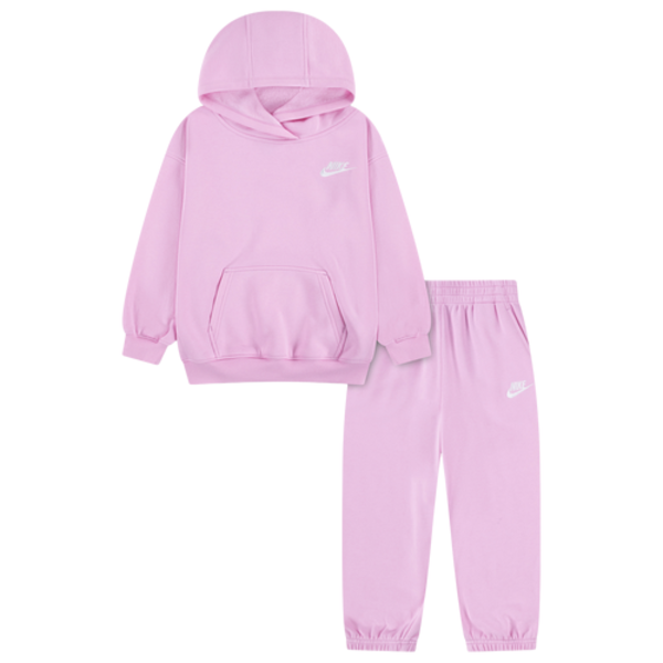 Nike Girls' Preschool Club Fleece Oversized Set, 2T - Pink Rise/Pink