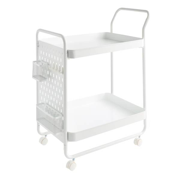 REAL SIMPLE Peg Board Metal Storage Cart, White