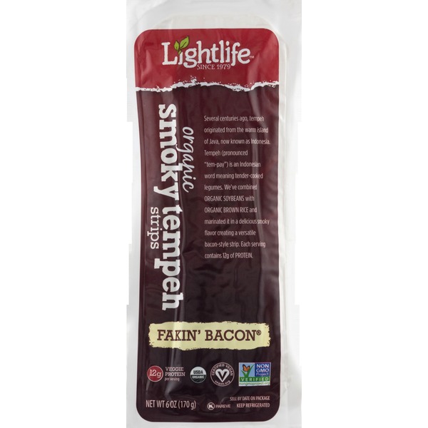 Lightlife Tempeh, Smoky, Organic, Fakin' Bacon, Strips (6 oz) from