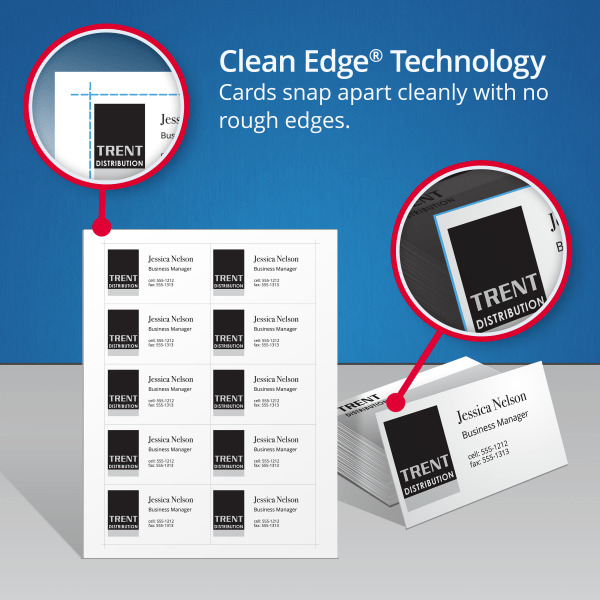 Avery Business Cards, Clean Edge, White, Matte, Ink Jet