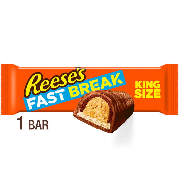 Reese's FAST BREAK Chocolate, Peanut Butter and Nougat King Size, Candy Bar, 3.5 oz