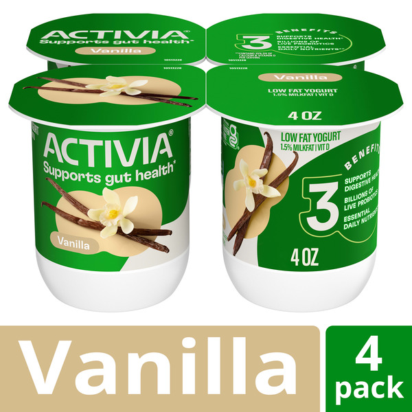 Activia Vanilla Probiotic Yogurt, Delicious Low Fat Yogurt Cups to