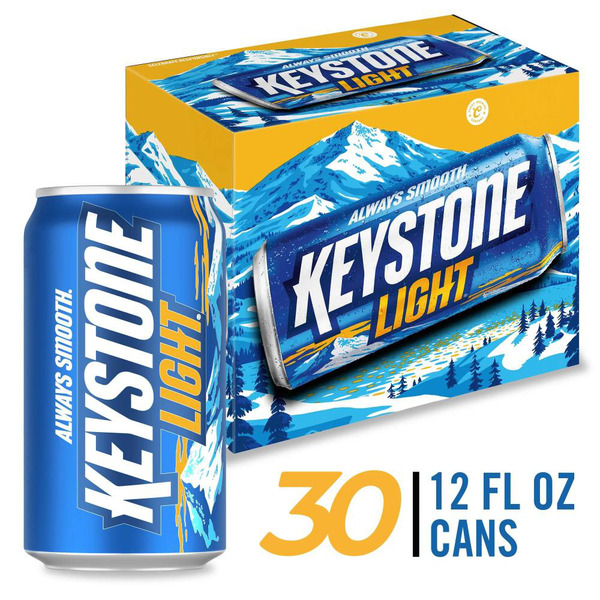 Keystone Light American Lager Light Beer 4.1% ABV, 30 Pack, 12 fl oz Cans