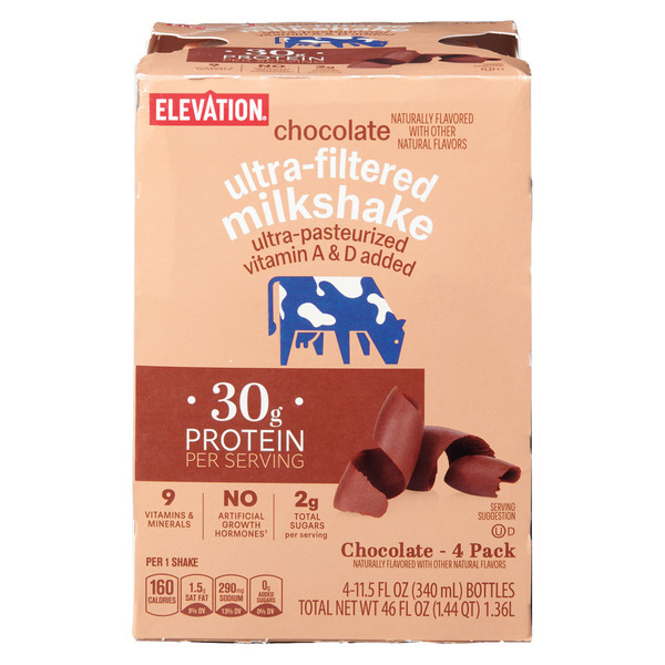 Elevation Chocolate Flavored Ultra Filtered Milkshake – 4 Pack, 11.5 fl oz