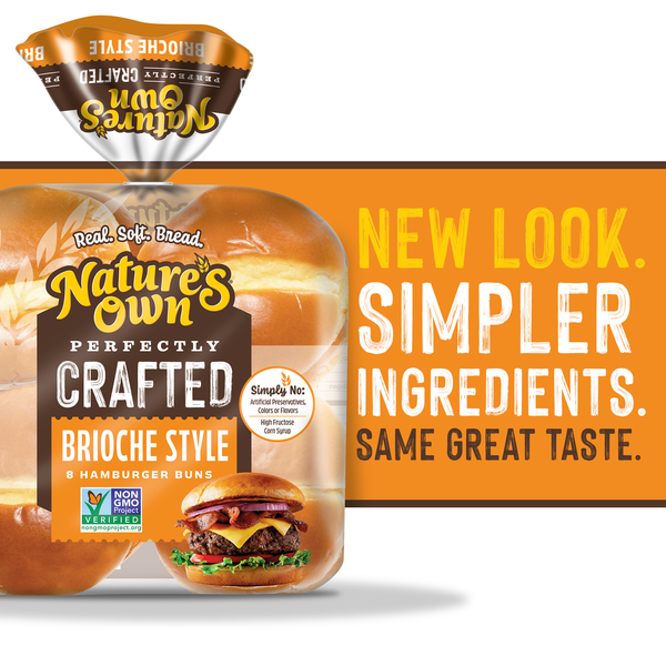 Nature's Own Brioche Style Hamburger Buns, Non-GMO Sandwich Buns, 8 Count