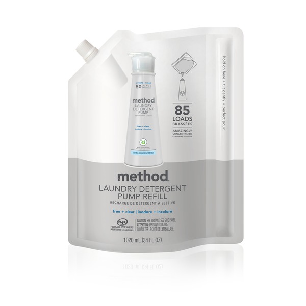 Method Laundry Detergent Pump Refill, Free + Clear, 85 Loads (34 fl oz) Instacart
