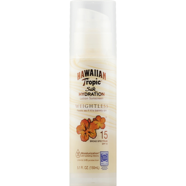Hawaiian Tropic Sunscreen, Weightless, Lotion, Broad Spectrum SPF 15 (5