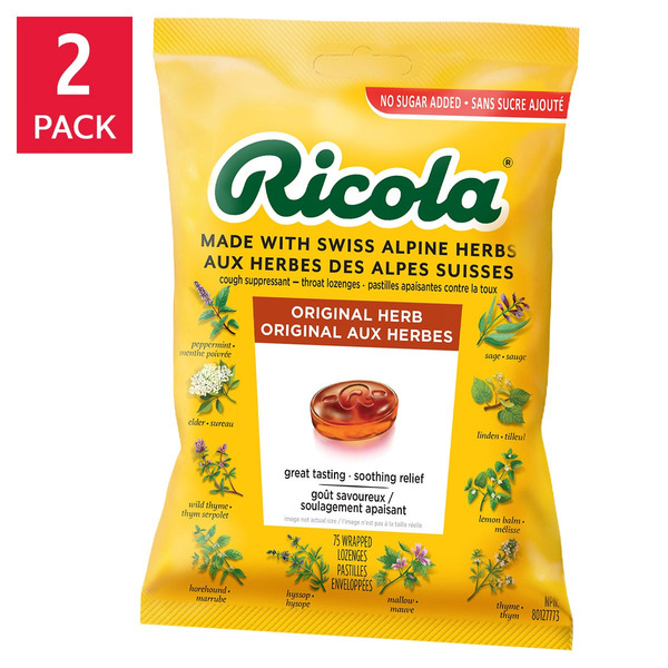 Ricola Original Herb No Sugar Added Cough Suppressant Throat Lozenges