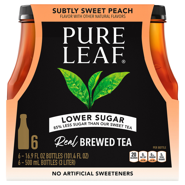 茶 LE st Pure Leaf Brewed Tea, Lower Sugar, Subtly Sweet Peach Same-Day